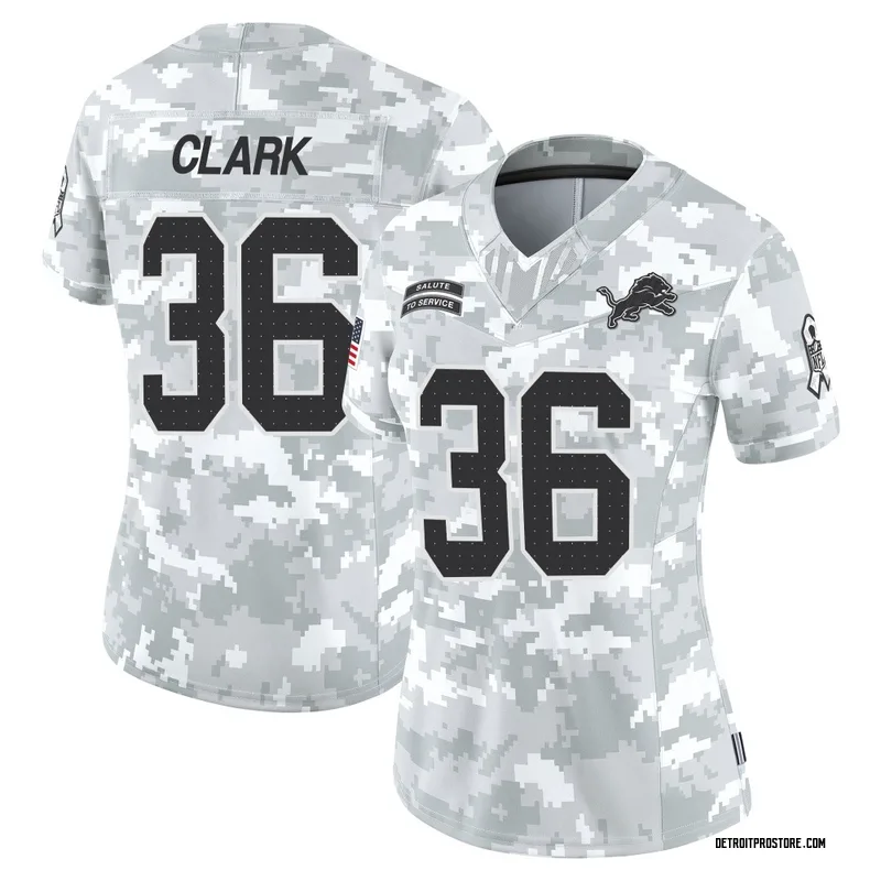 Arctic Camo Women's Chuck Clark Detroit Lions Limited 2024 Salute to Service Jersey
