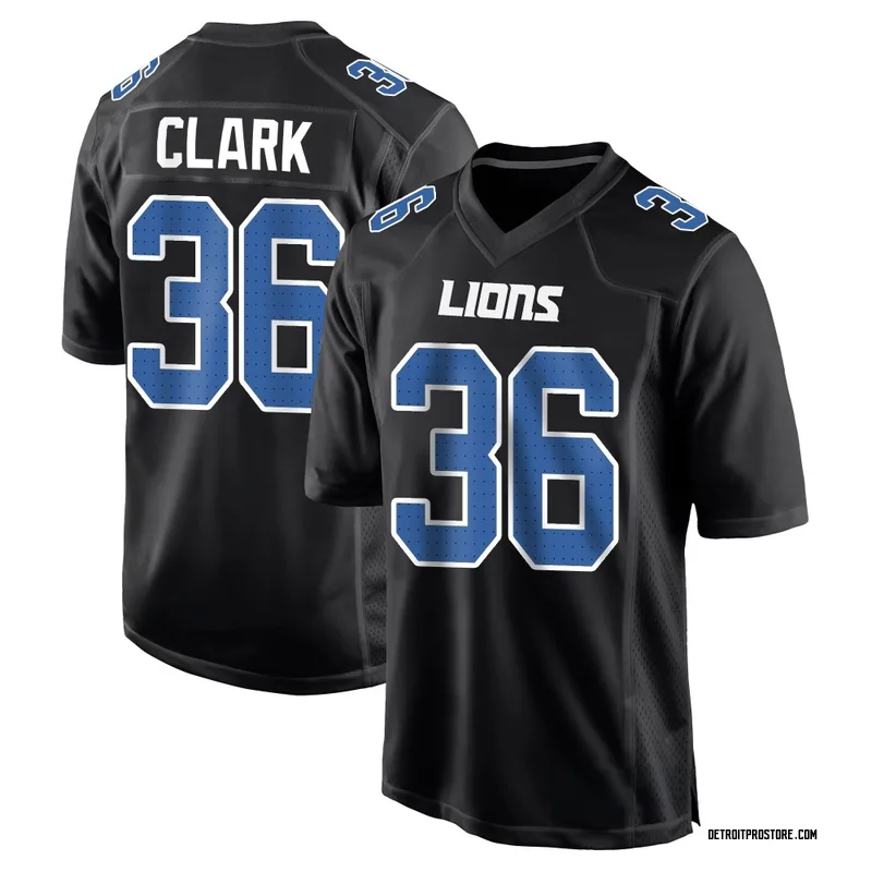 Black Men's Chuck Clark Detroit Lions Game Carbon Fashion Jersey