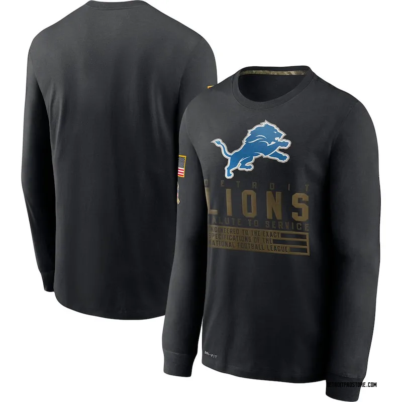 Black Men's Detroit Lions 2020 Salute to Service Sideline Performance Long Sleeve T-Shirt