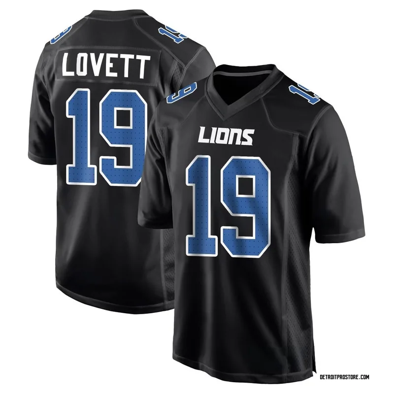 Black Men's Dominic Lovett Detroit Lions Game Carbon Fashion Jersey