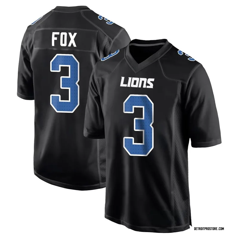 Black Men's Jack Fox Detroit Lions Game Carbon Fashion Jersey
