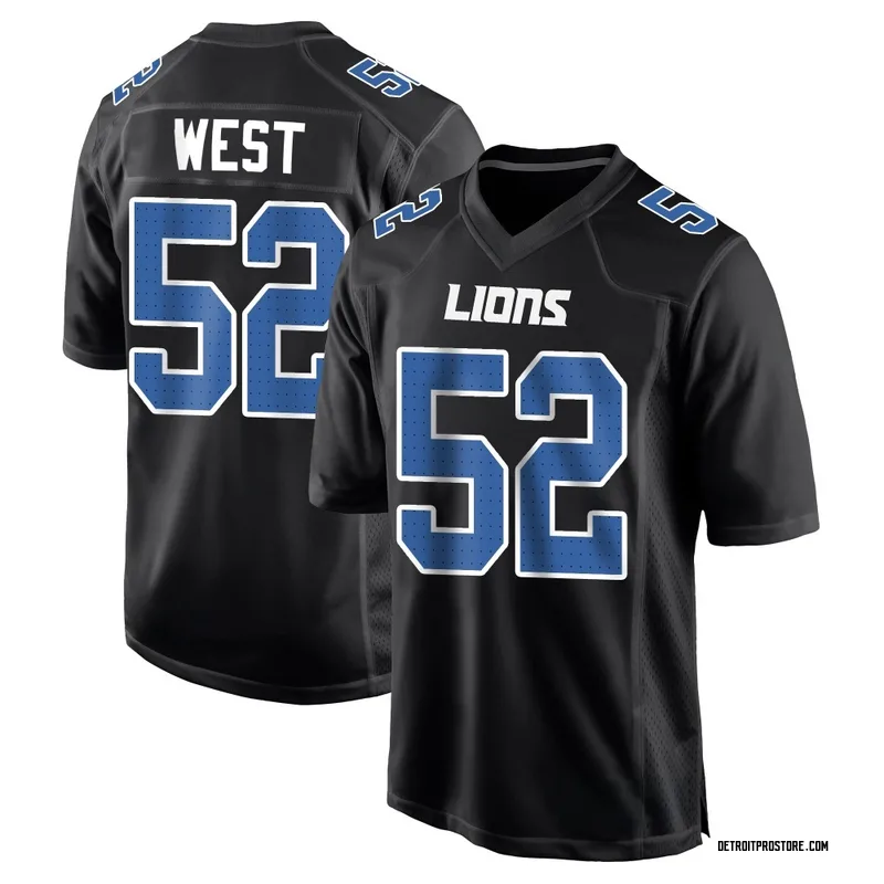 Black Men's Tyre West Detroit Lions Game Carbon Fashion Jersey
