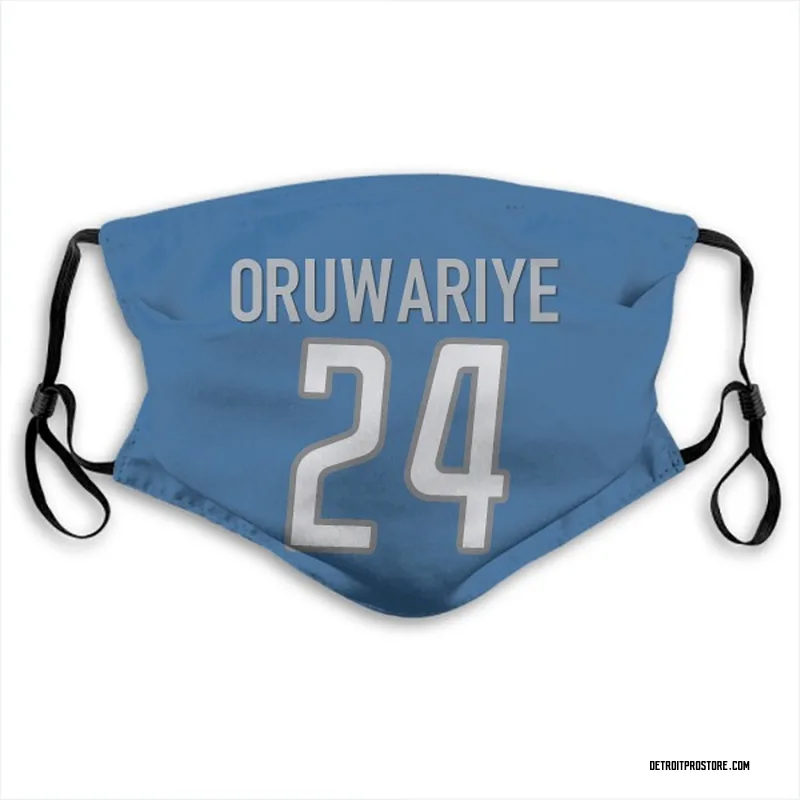 Blue Amani Oruwariye Detroit Lions Washable & Reusable Face Mask With PM2.5 Filter