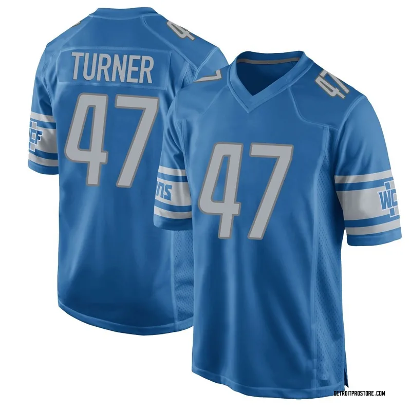 Blue Men's Ezekiel Turner Detroit Lions Game Team Color Jersey