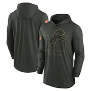 Green Men's Detroit Lions Forest 2025 Salute to Service Sideline Lightweight Long Sleeve Hooded Pullover T-Shirt