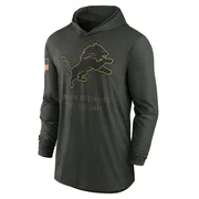 Green Men's Detroit Lions Forest 2025 Salute to Service Sideline Lightweight Long Sleeve Hooded Pullover T-Shirt