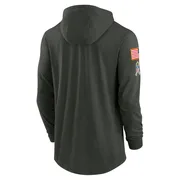 Green Men's Detroit Lions Forest 2025 Salute to Service Sideline Lightweight Long Sleeve Hooded Pullover T-Shirt