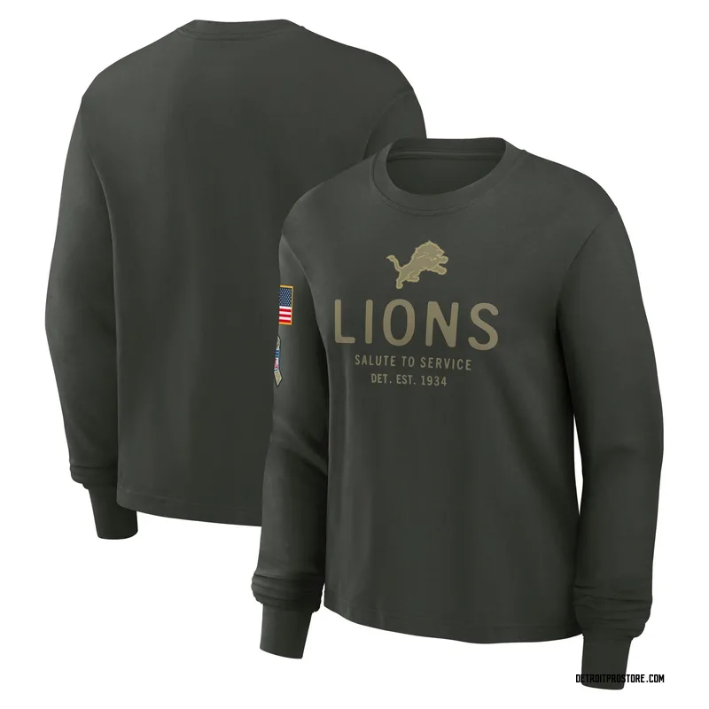 Green Women's Detroit Lions Dark 2025 Salute to Service Sideline Long Sleeve T-Shirt