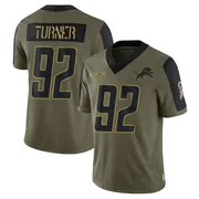 Olive Men's Payton Turner Detroit Lions Limited 2021 Salute To Service Jersey