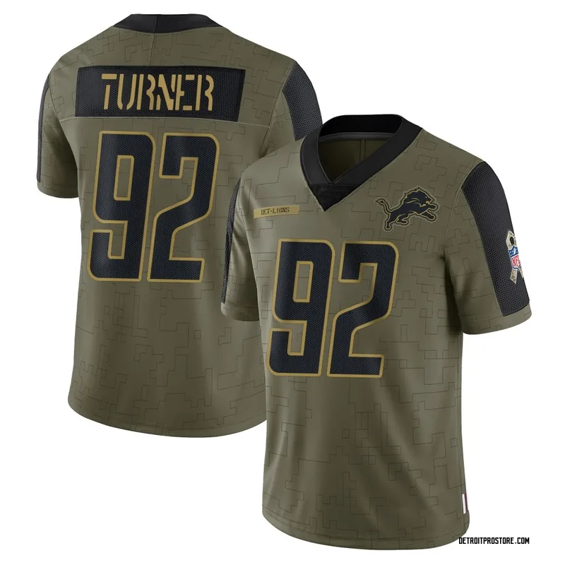 Olive Men's Payton Turner Detroit Lions Limited 2021 Salute To Service Jersey