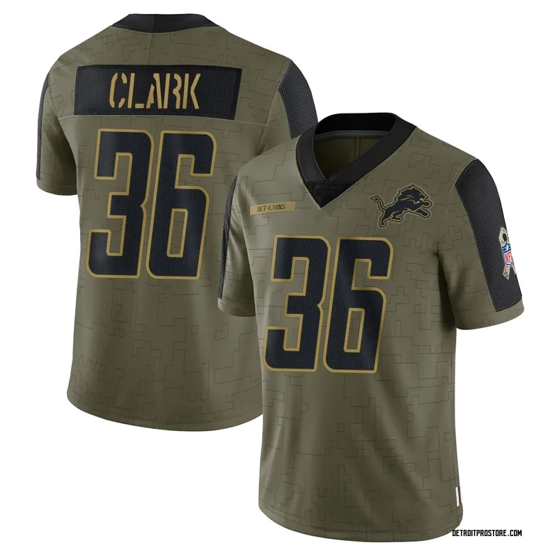 Olive Youth Chuck Clark Detroit Lions Limited 2021 Salute To Service Jersey