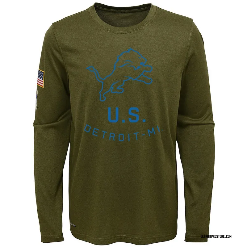Olive Youth Detroit Lions Legend 2018 Salute to Service Performance Long Sleeve T-Shirt