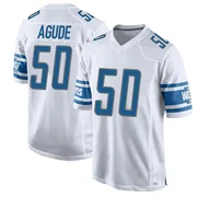 White Men's Mitchell Agude Detroit Lions Game Jersey