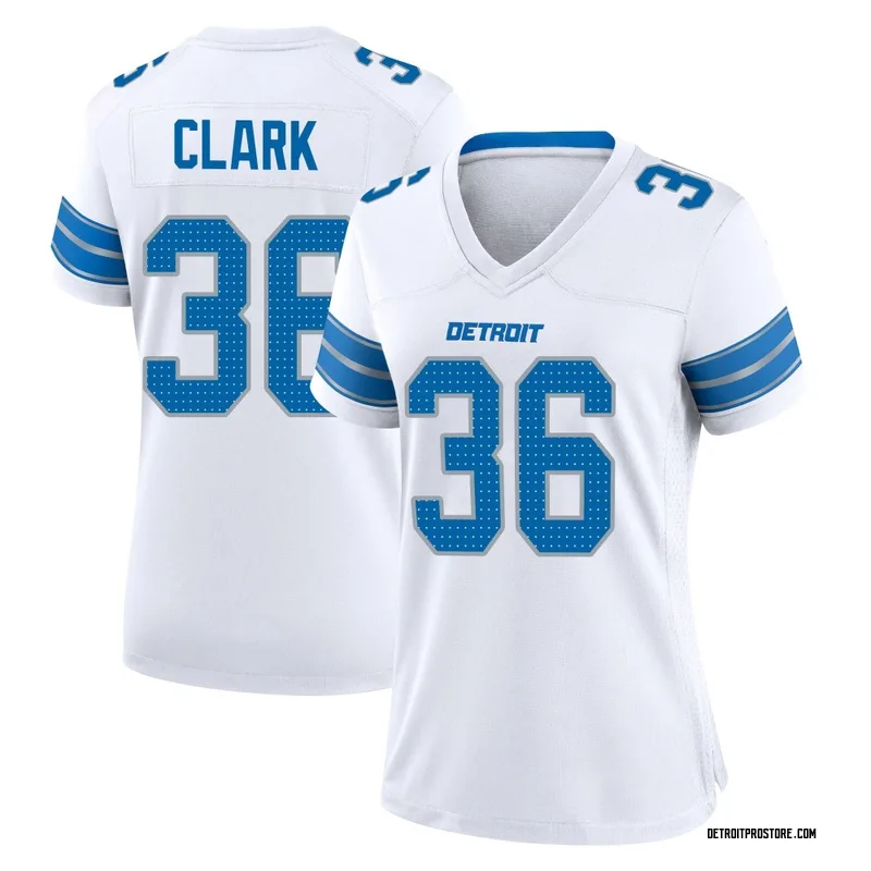 White Women's Chuck Clark Detroit Lions Game 2nd Jersey