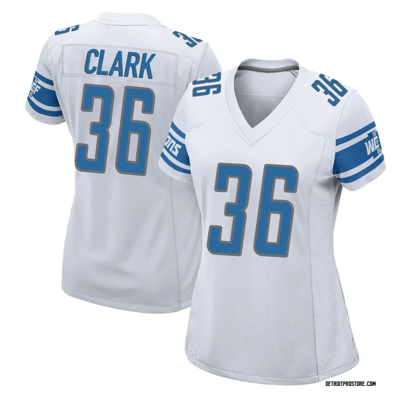 White Women's Chuck Clark Detroit Lions Game Jersey
