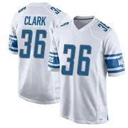 White Youth Chuck Clark Detroit Lions Game Jersey