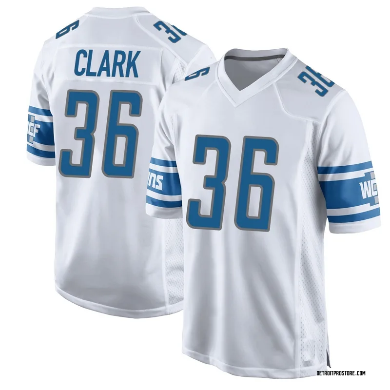 White Youth Chuck Clark Detroit Lions Game Jersey