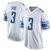 White Youth Jack Fox Detroit Lions Game Jersey
